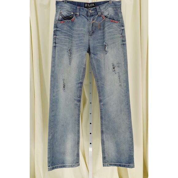 CJ Black Premium Men's Bootcut Distressed Embroidered Pocket Trim Jeans SZ 32X32 - Picture 1 of 16